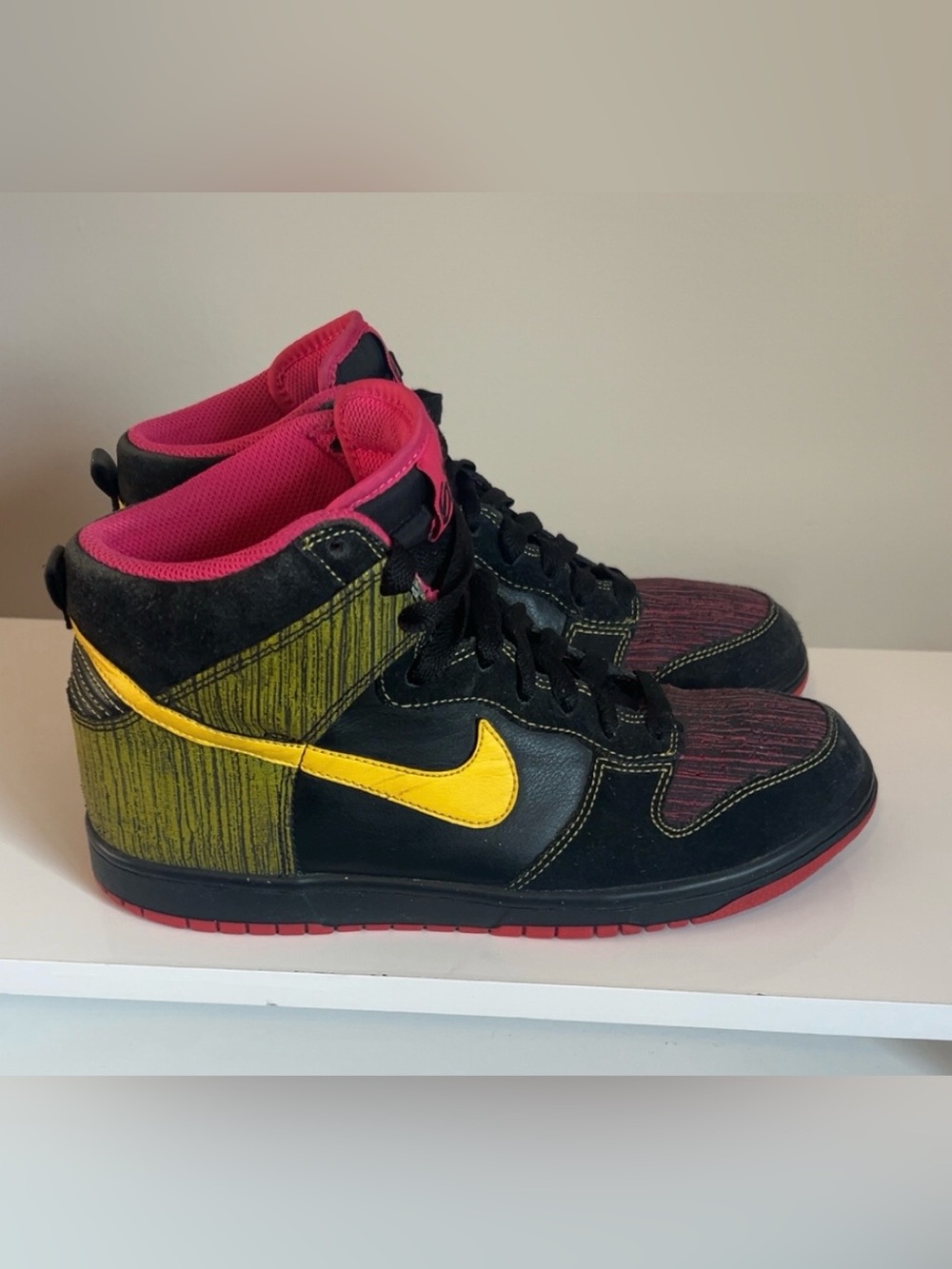 Nike Women's High-Top Sneakers in Black, Yellow & Pink